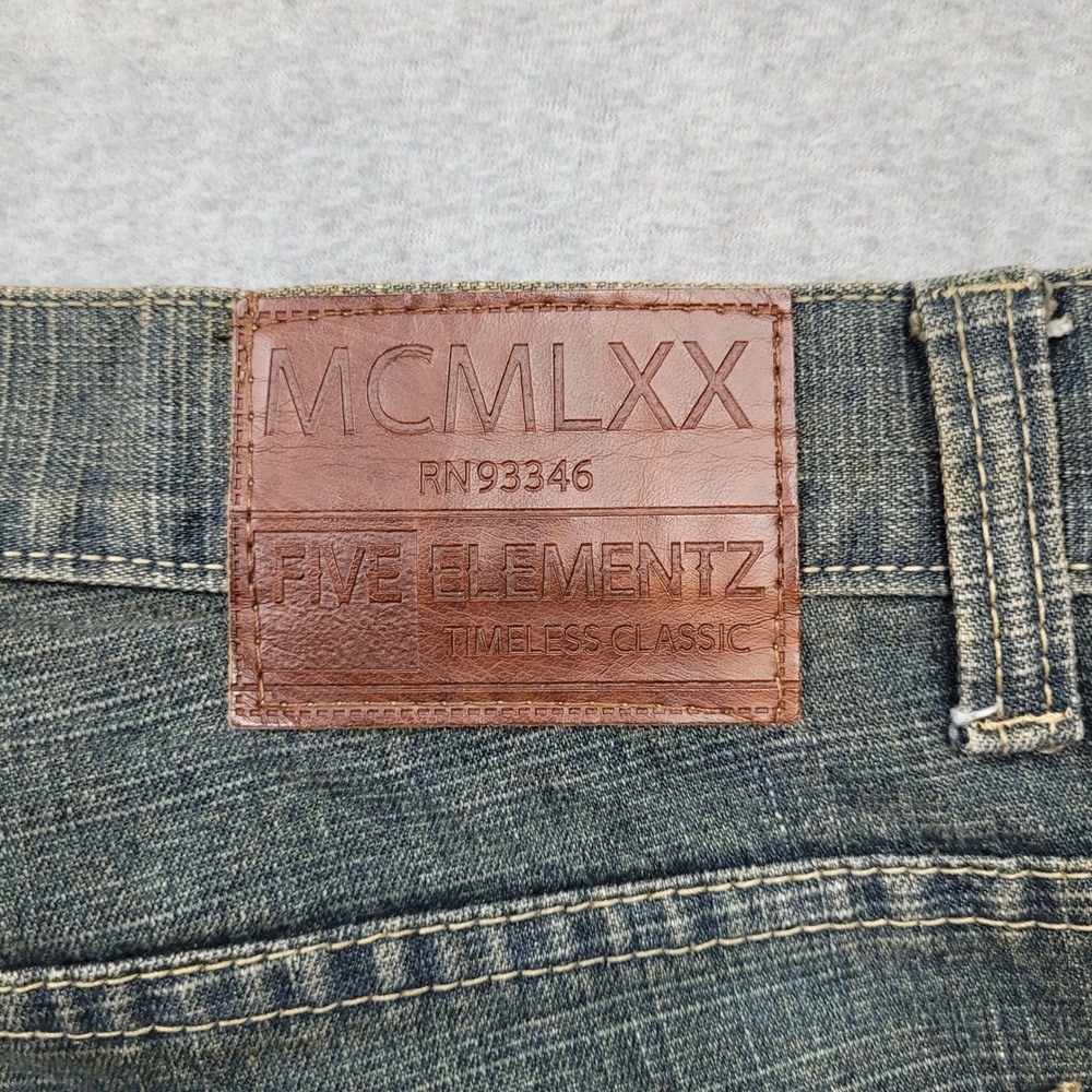 Five Elementz Jeans Mens 40 Blue Timeless Classic Straight Leg Distressed Denim - Picture 6 of 8
